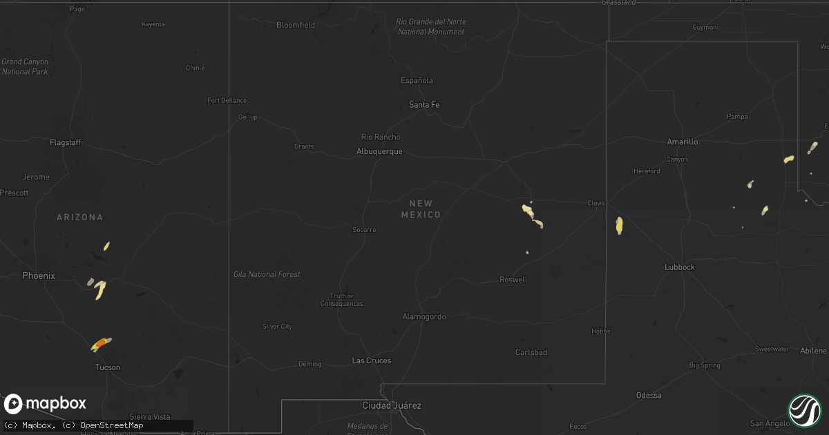 Hail map in New Mexico on September 13, 2016