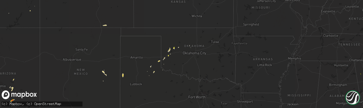 Hail map in Oklahoma on September 13, 2016