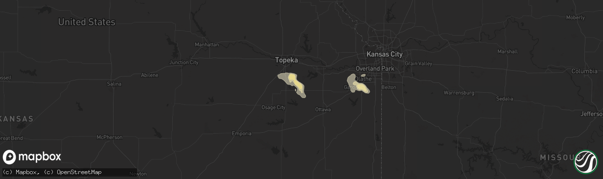 Hail map in Overbrook, KS on September 13, 2016