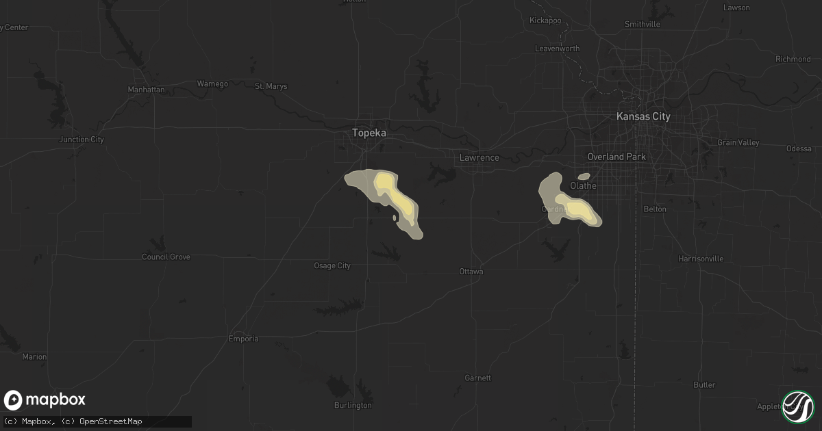 Hail map in Overbrook, KS on September 13, 2016