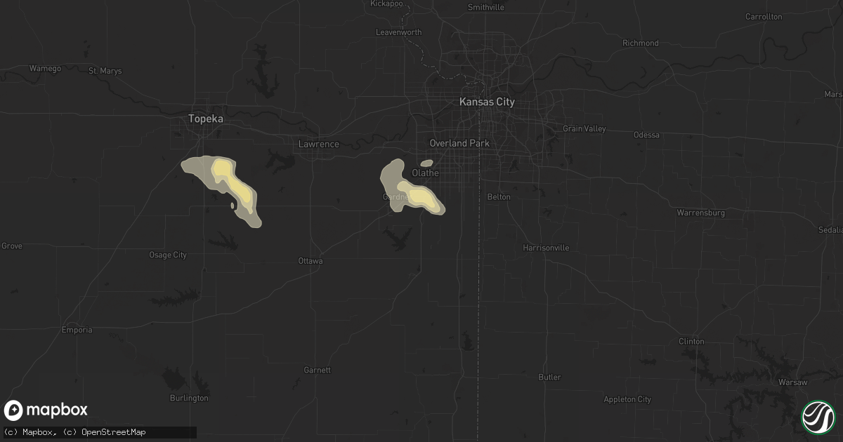 Hail map in Spring Hill, KS on September 13, 2016