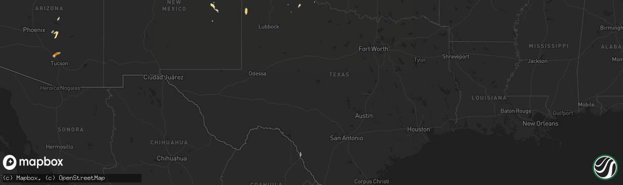 Hail map in Texas on September 13, 2016