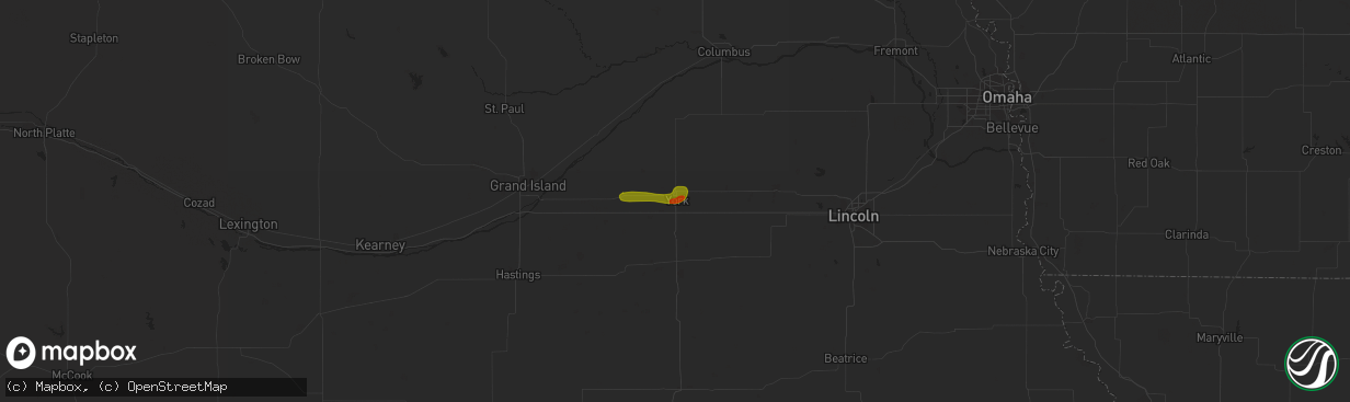 Hail map in York, NE on September 13, 2016