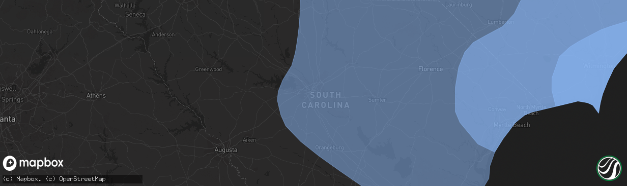 Hail map in Columbia, SC on September 13, 2018