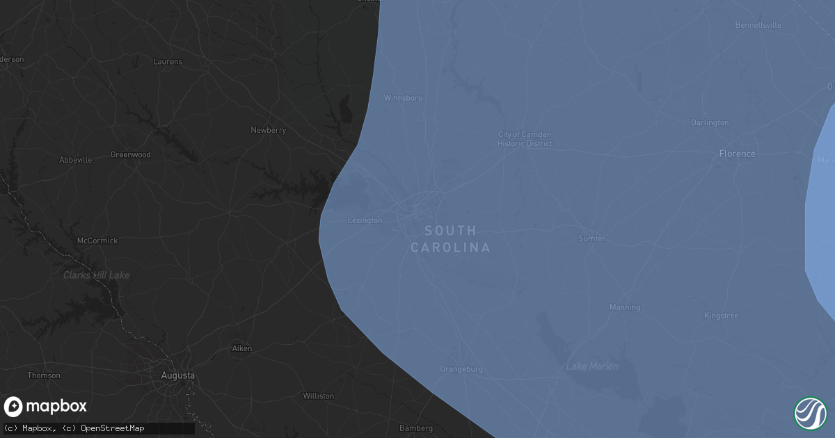 Hail map in Columbia, SC on September 13, 2018