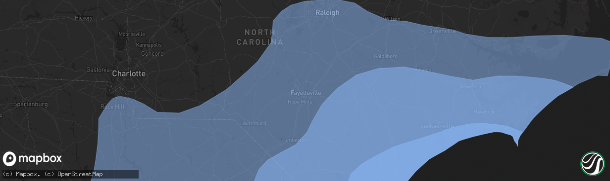 Hail map in Fayetteville, NC on September 13, 2018