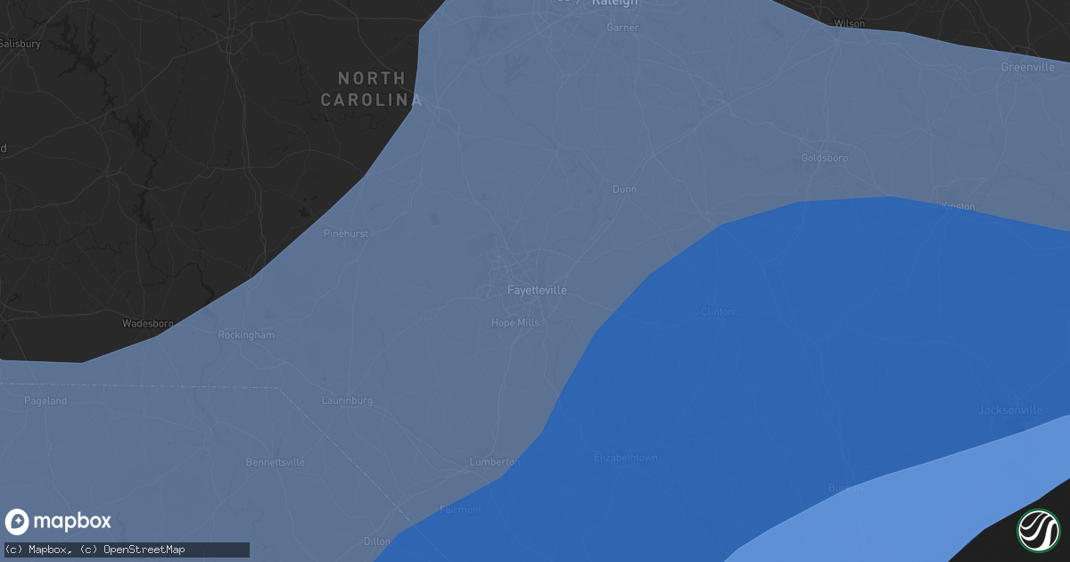 Hail map in Fayetteville, NC on September 13, 2018