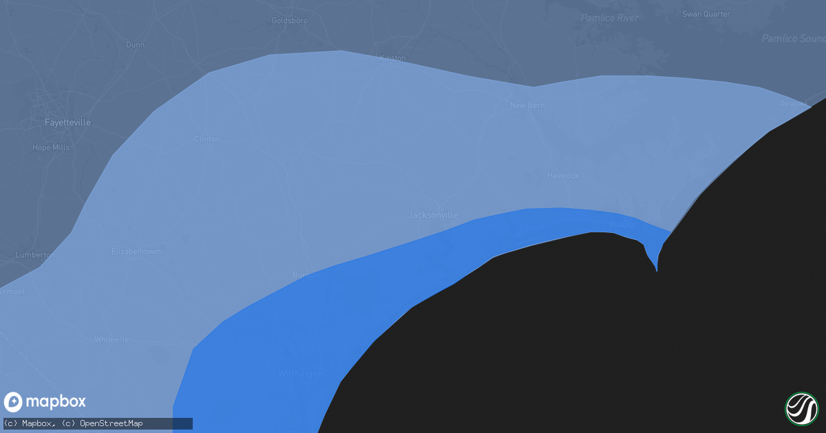 Hail map in Jacksonville, NC on September 13, 2018