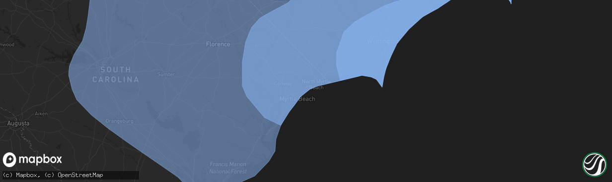 Hail map in Myrtle Beach, SC on September 13, 2018