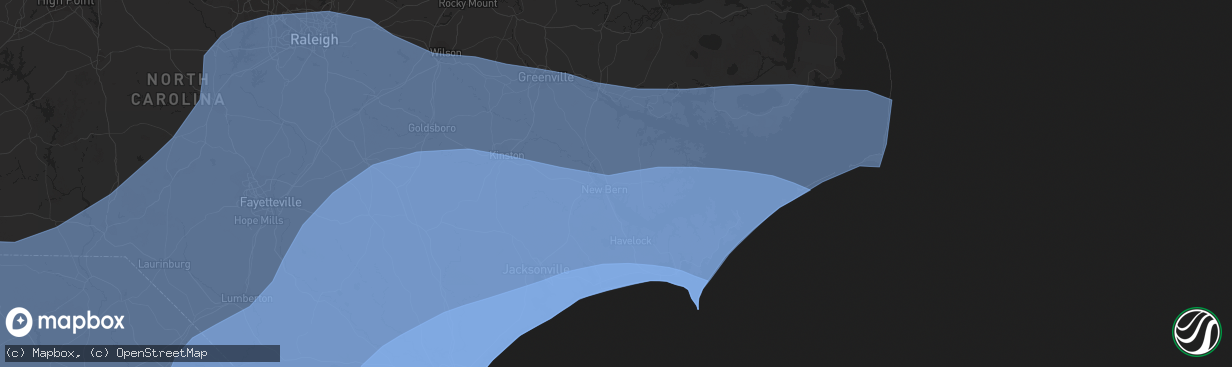 Hail map in New Bern, NC on September 13, 2018