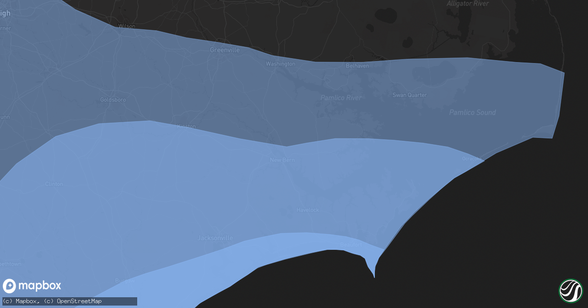 Hail map in New Bern, NC on September 13, 2018