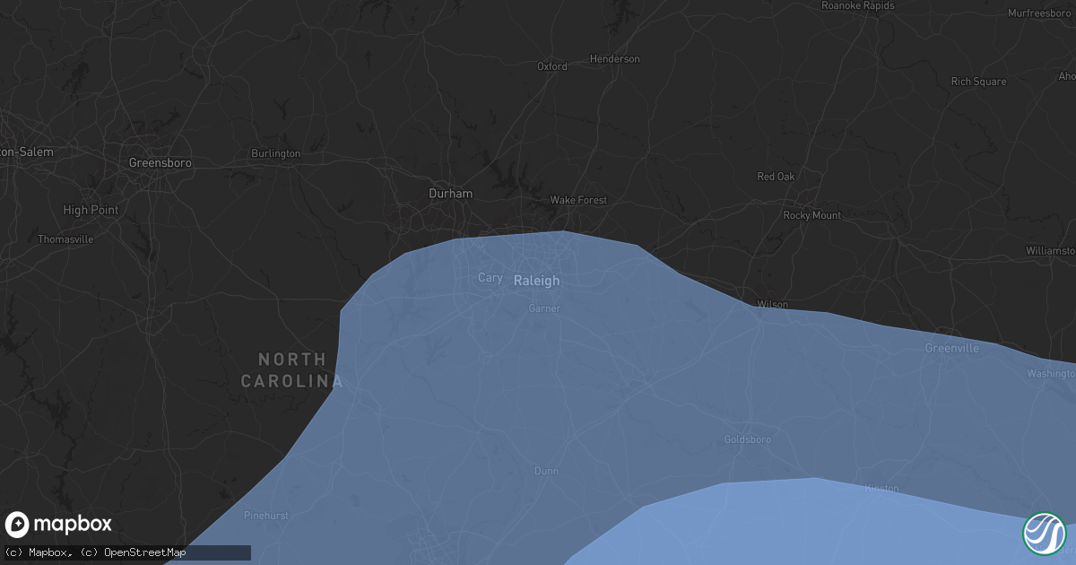 Hail map in Raleigh, NC on September 13, 2018