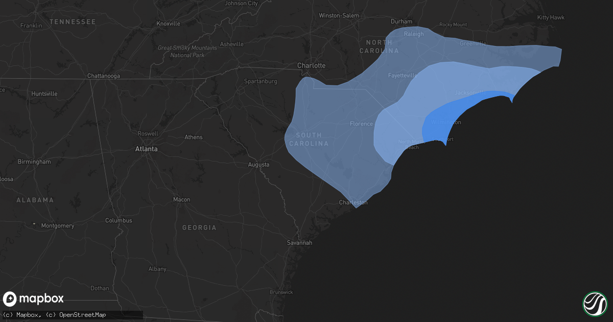 Hail map in South Carolina on September 13, 2018
