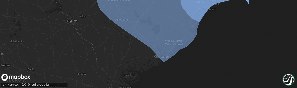 Hail map in Summerville, SC on September 13, 2018