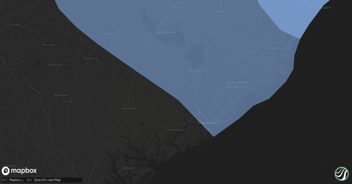 Hail map in Summerville, SC on September 13, 2018