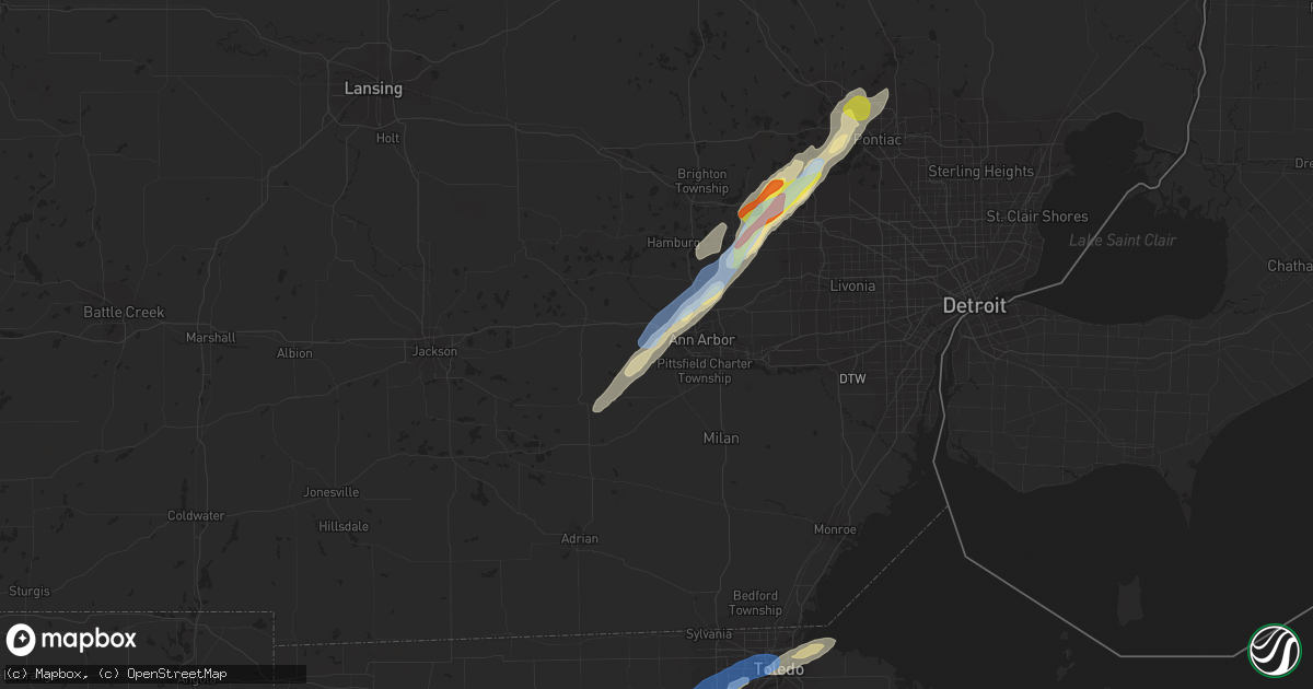 Hail map in Ann Arbor, MI on September 13, 2019