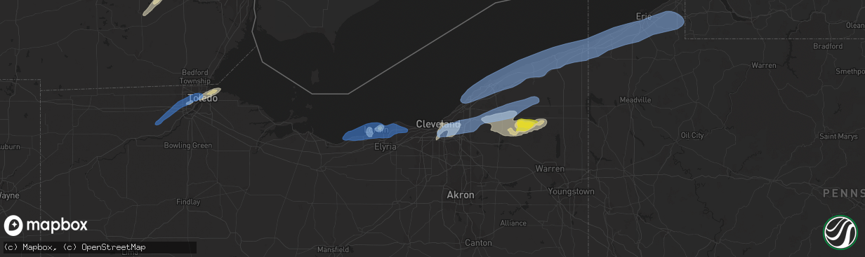 Hail map in Cleveland, OH on September 13, 2019