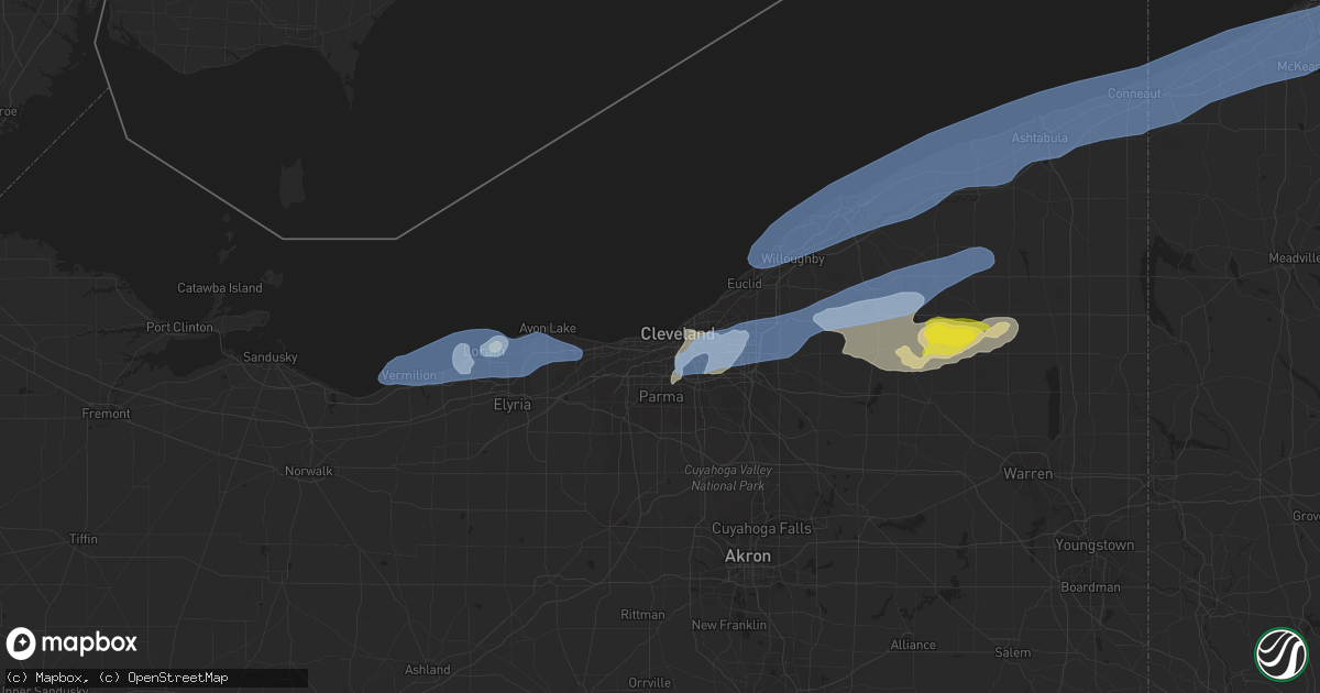 Hail map in Cleveland, OH on September 13, 2019
