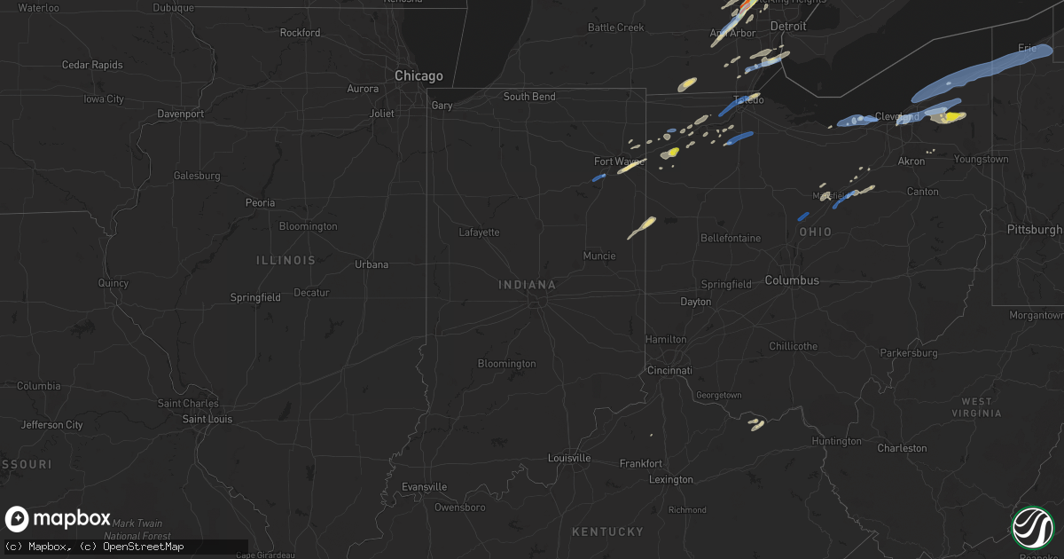 Hail map in Indiana on September 13, 2019