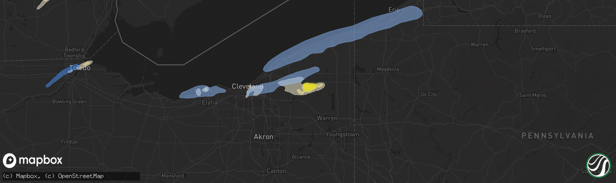 Hail map in Middlefield, OH on September 13, 2019