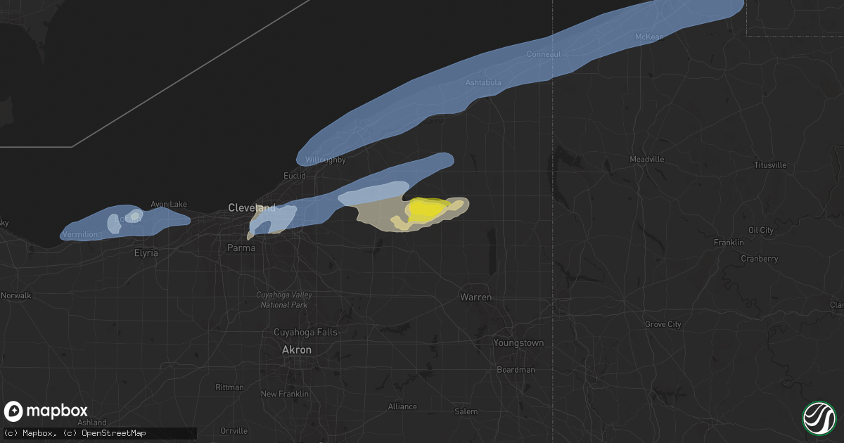 Hail map in Middlefield, OH on September 13, 2019