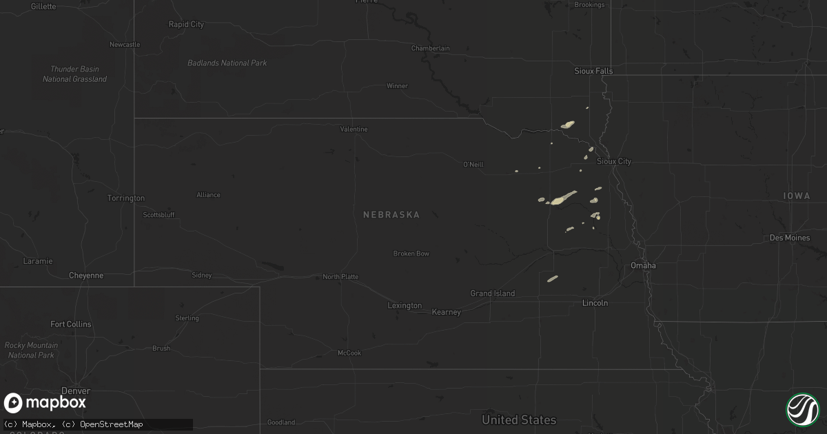 Hail map in Nebraska on September 13, 2019