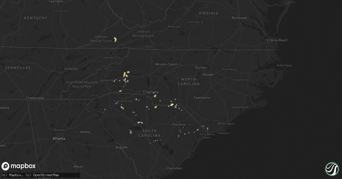 Hail map in North Carolina on September 13, 2019