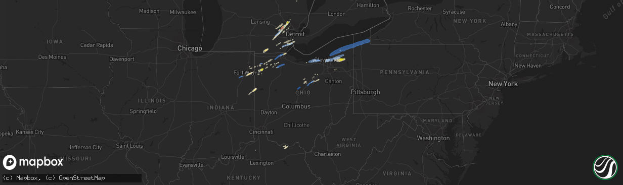 Hail map in Ohio on September 13, 2019