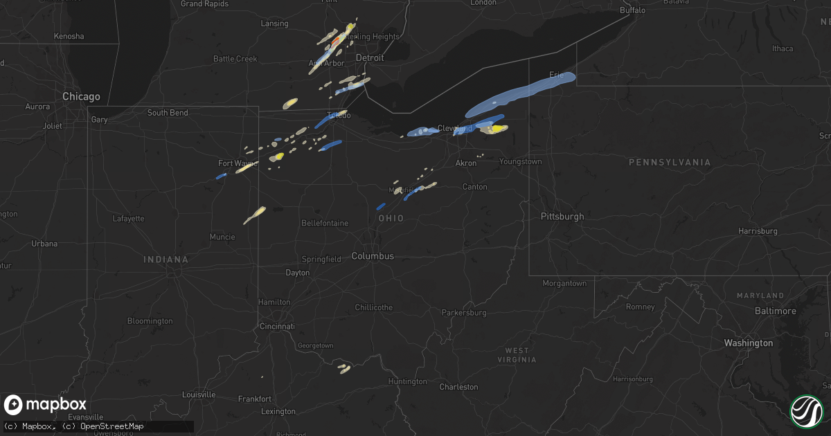 Hail map in Ohio on September 13, 2019