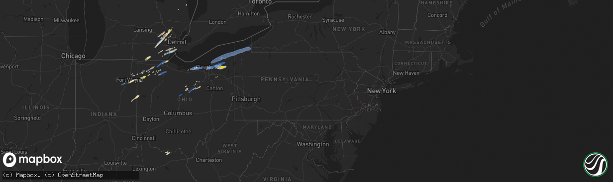 Hail map in Pennsylvania on September 13, 2019