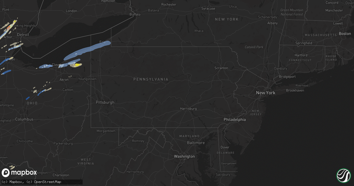 Hail map in Pennsylvania on September 13, 2019