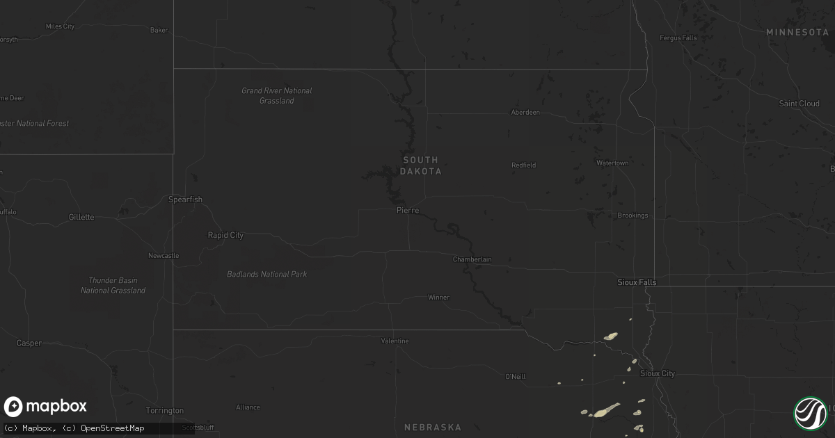 Hail map in South Dakota on September 13, 2019
