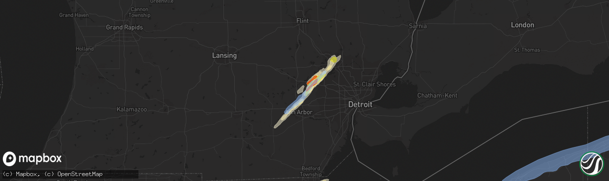 Hail map in South Lyon, MI on September 13, 2019