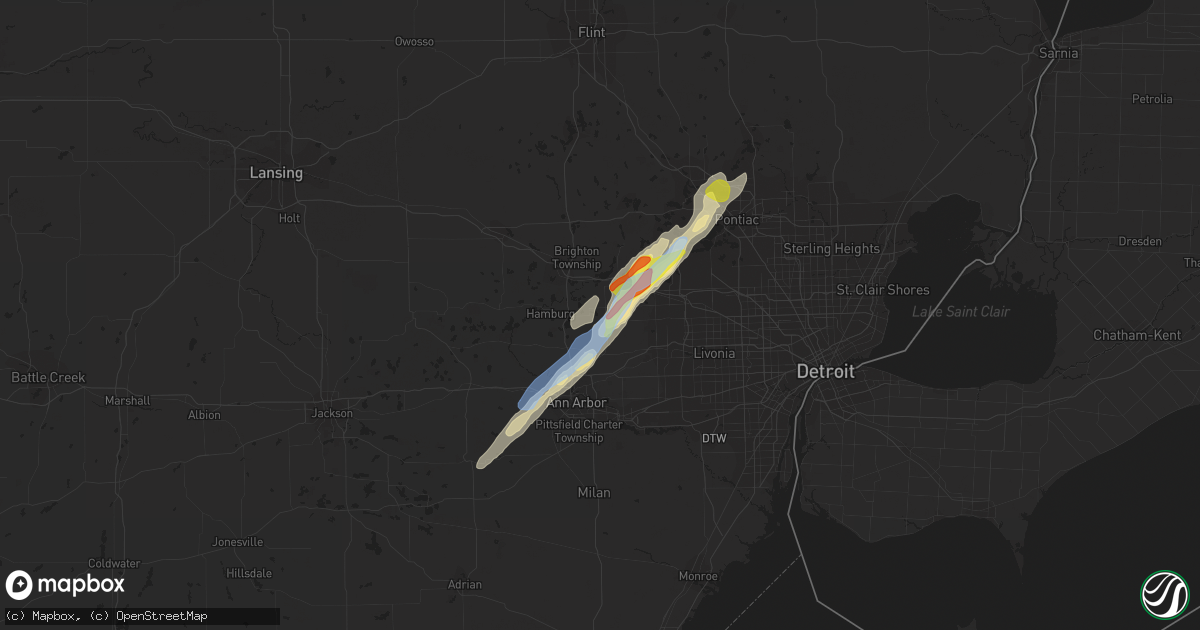 Hail map in South Lyon, MI on September 13, 2019