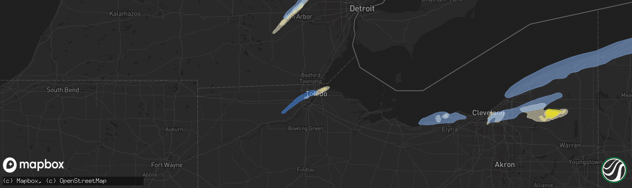 Hail map in Toledo, OH on September 13, 2019