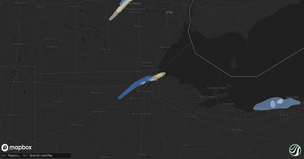 Hail map in Toledo, OH on September 13, 2019