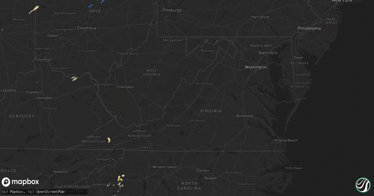 Hail map in Virginia on September 13, 2019