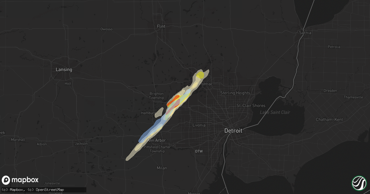 Hail map in Walled Lake, MI on September 13, 2019