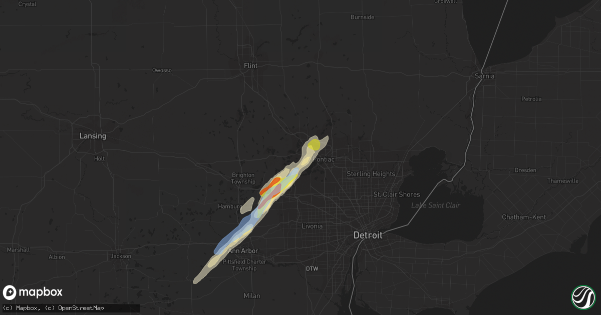 Hail map in Waterford, MI on September 13, 2019