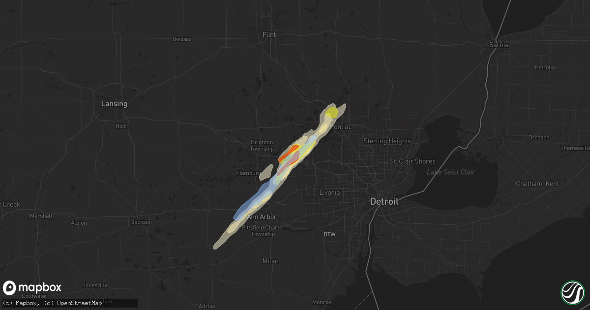 Hail map in Wixom, MI on September 13, 2019