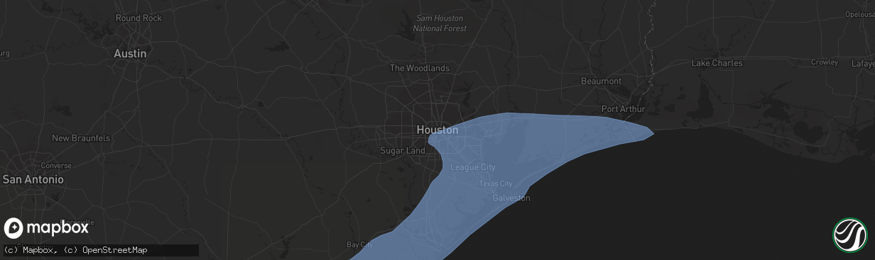 Hail map in Houston, TX on September 13, 2021