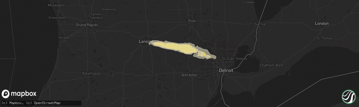 Hail map in Howell, MI on September 13, 2021