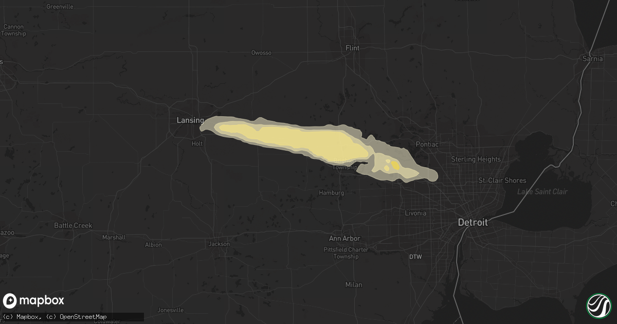 Hail map in Howell, MI on September 13, 2021