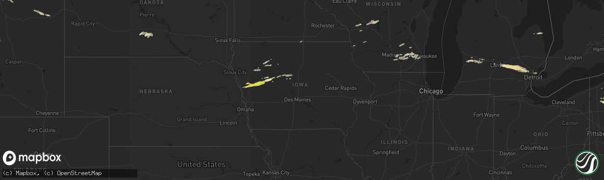 Hail map in Iowa on September 13, 2021