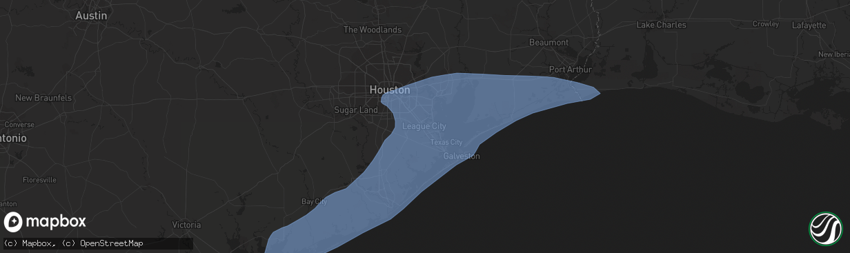 Hail map in League City, TX on September 13, 2021