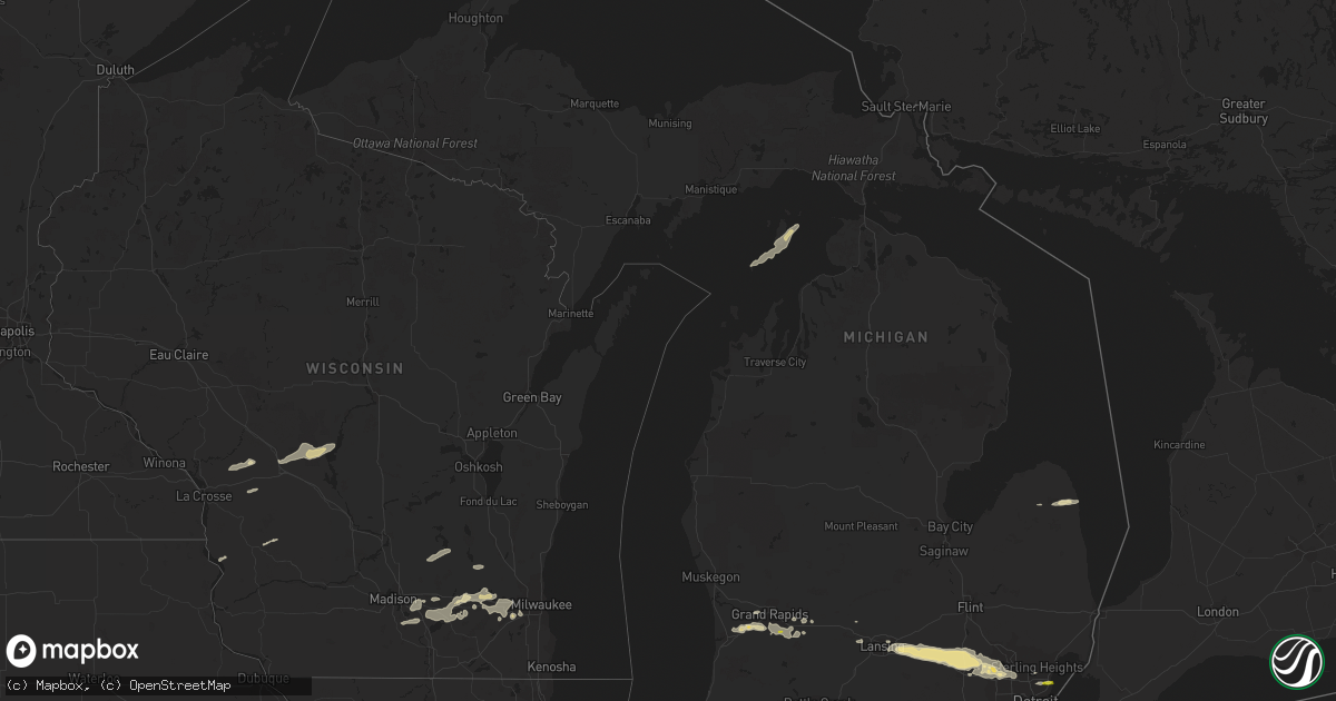 Hail map in Michigan on September 13, 2021