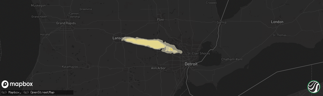 Hail map in Milford, MI on September 13, 2021