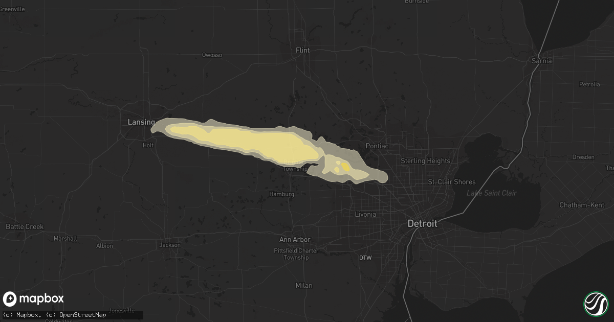 Hail map in Milford, MI on September 13, 2021