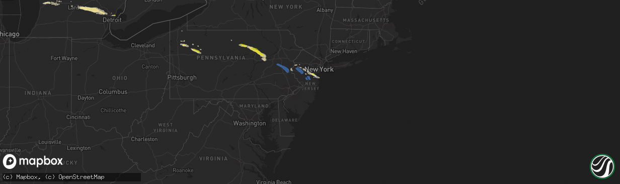 Hail map in New Jersey on September 13, 2021