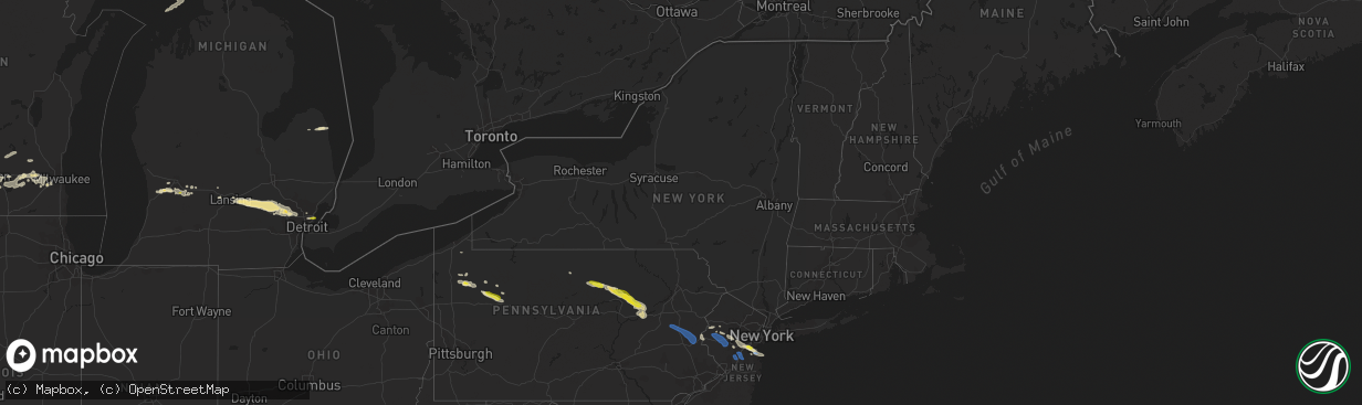 Hail map in New York on September 13, 2021